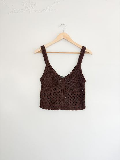 NWT Brown Crochet Tank Top (M)