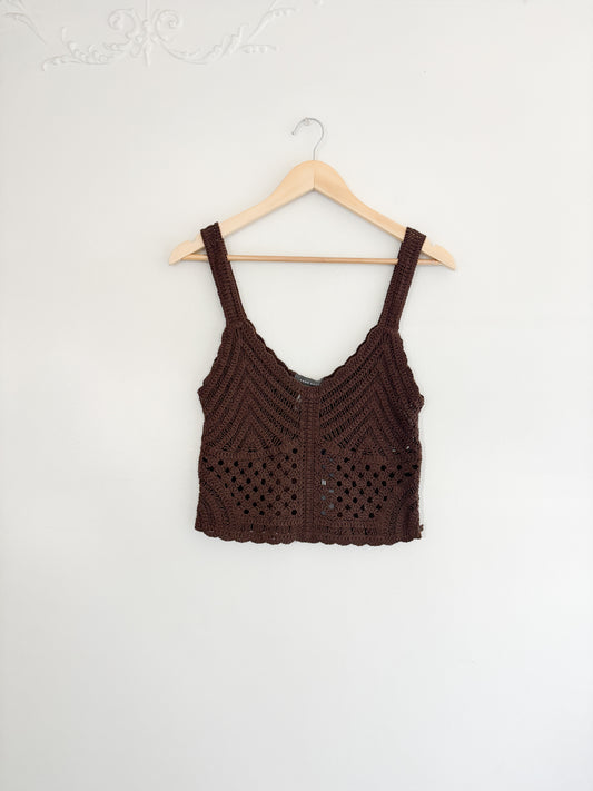 NWT Brown Crochet Tank Top (M)