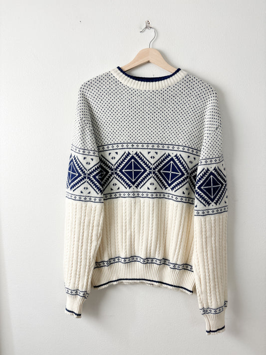 Vintage Blue Fair Isle Patterned Sweater