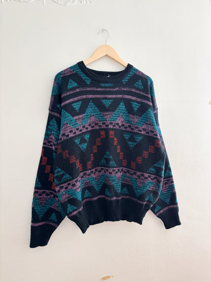 Vintage Patterned Sweater (XL)