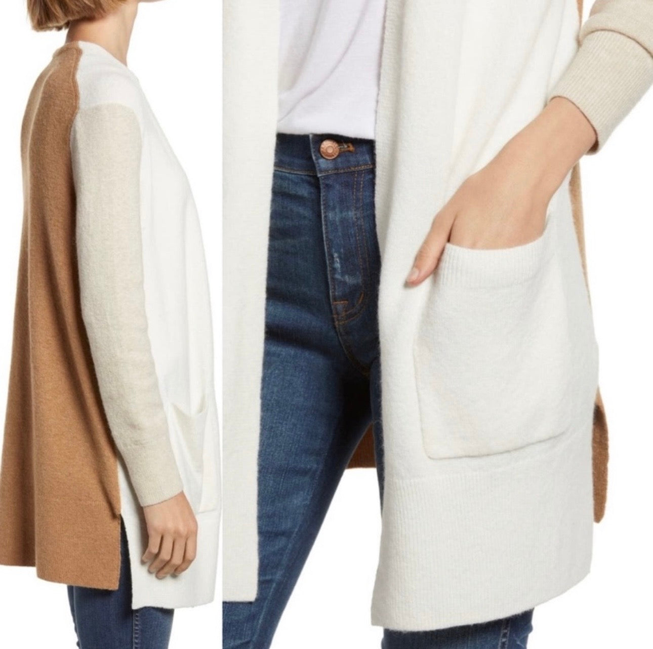 Madewell Kent Color Block Open Cardigan (M)
