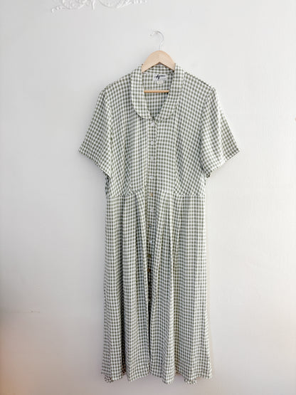 Vintage Sage Gingham Dress (14W)