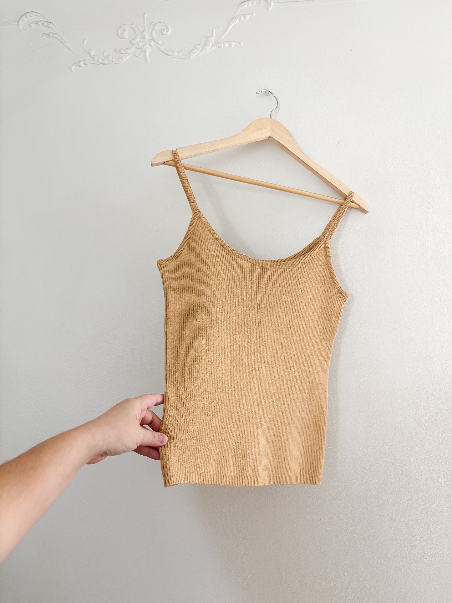 Mustard Yellow Ribbed Knit Tank Top (L)