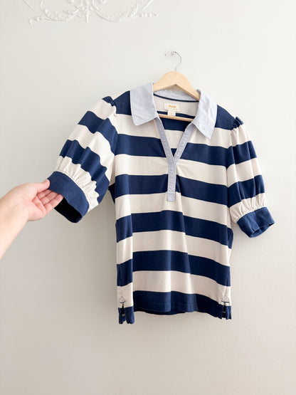 Maeve Striped Collared Top (L)