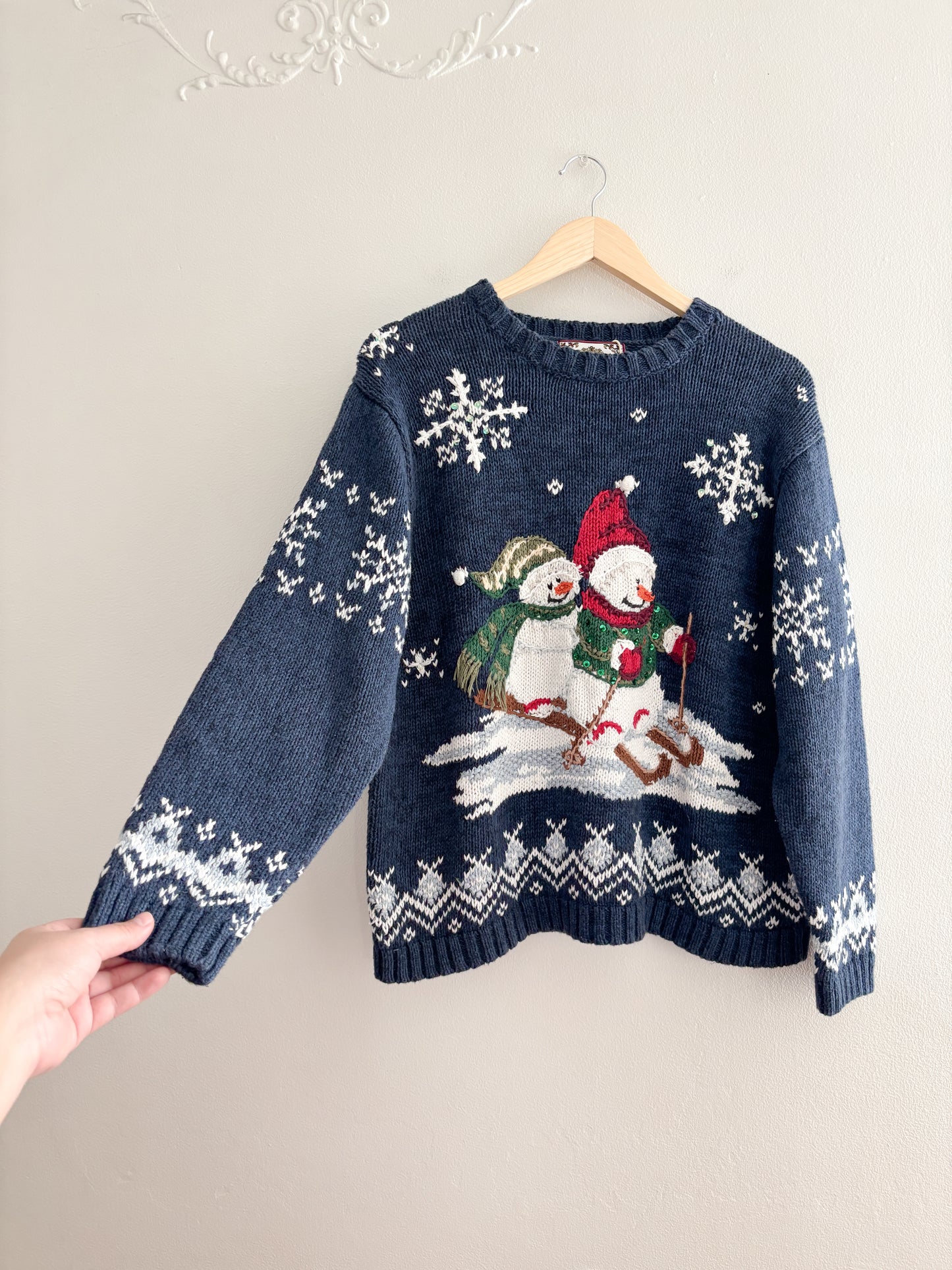 Vintage Snowman Knit Sweater (L)