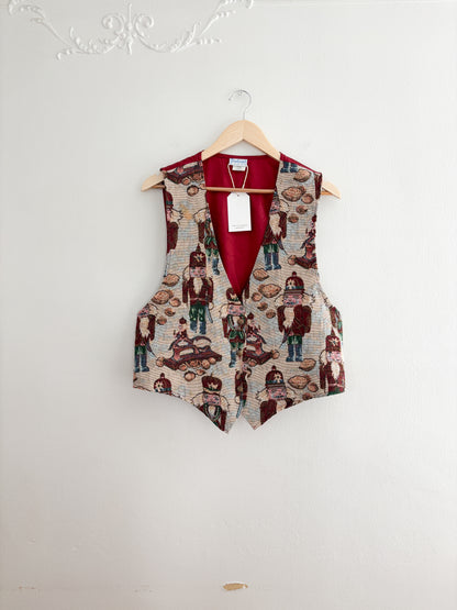 Vintage Nutcracker Red Tapestry Vest (M/L)