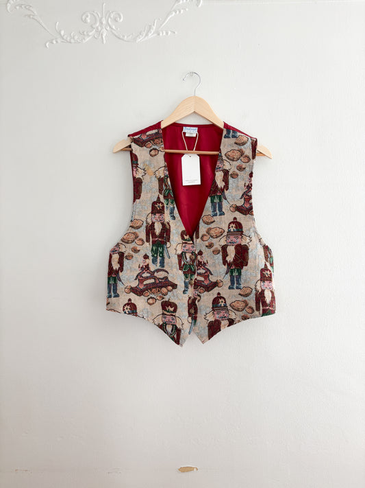 Vintage Nutcracker Red Tapestry Vest (M/L)