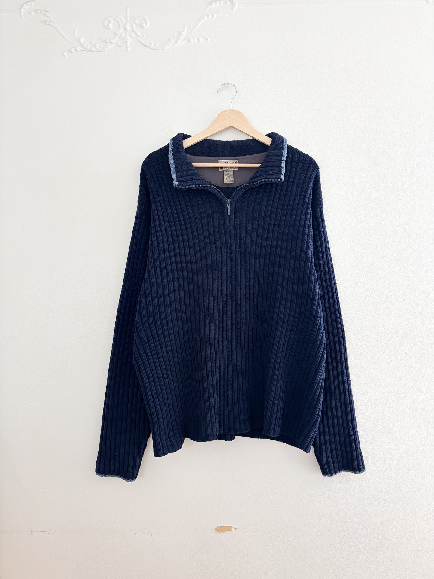 Vintage Chenille Ribbed Quarter Zip (XL)