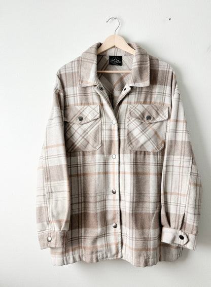 Neutral plaid shacket