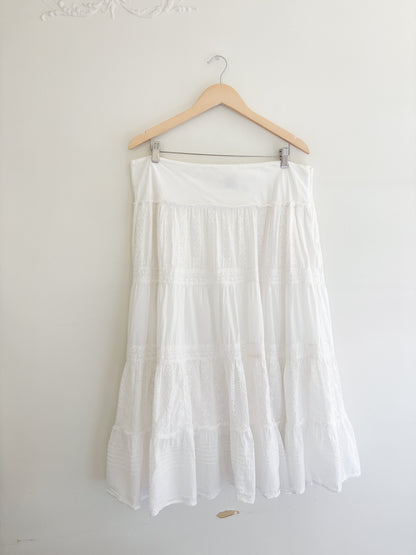 Vintage Cotton Tiered Skirt (XL)