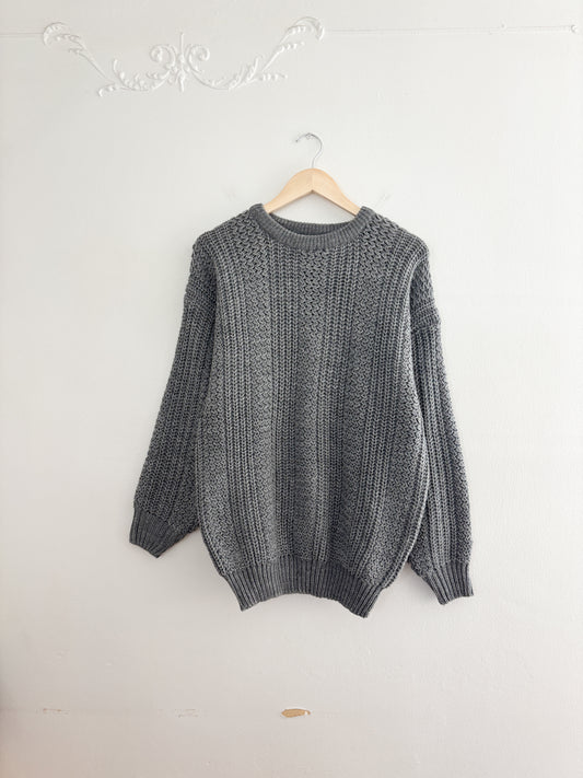 Vintage Grey Knit Sweater (M)