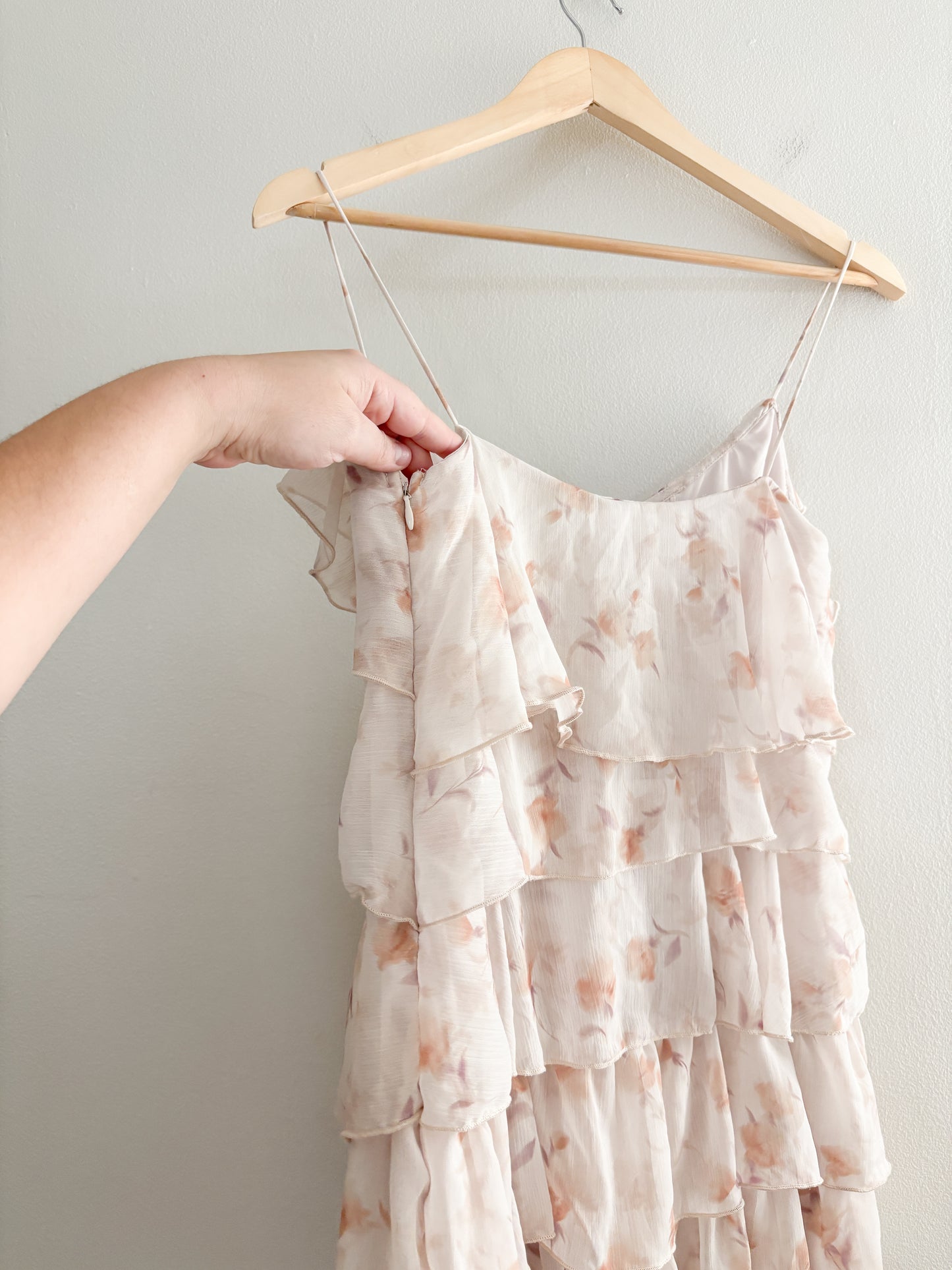 Floral Ruffle Mini Dress/Tunic (S)
