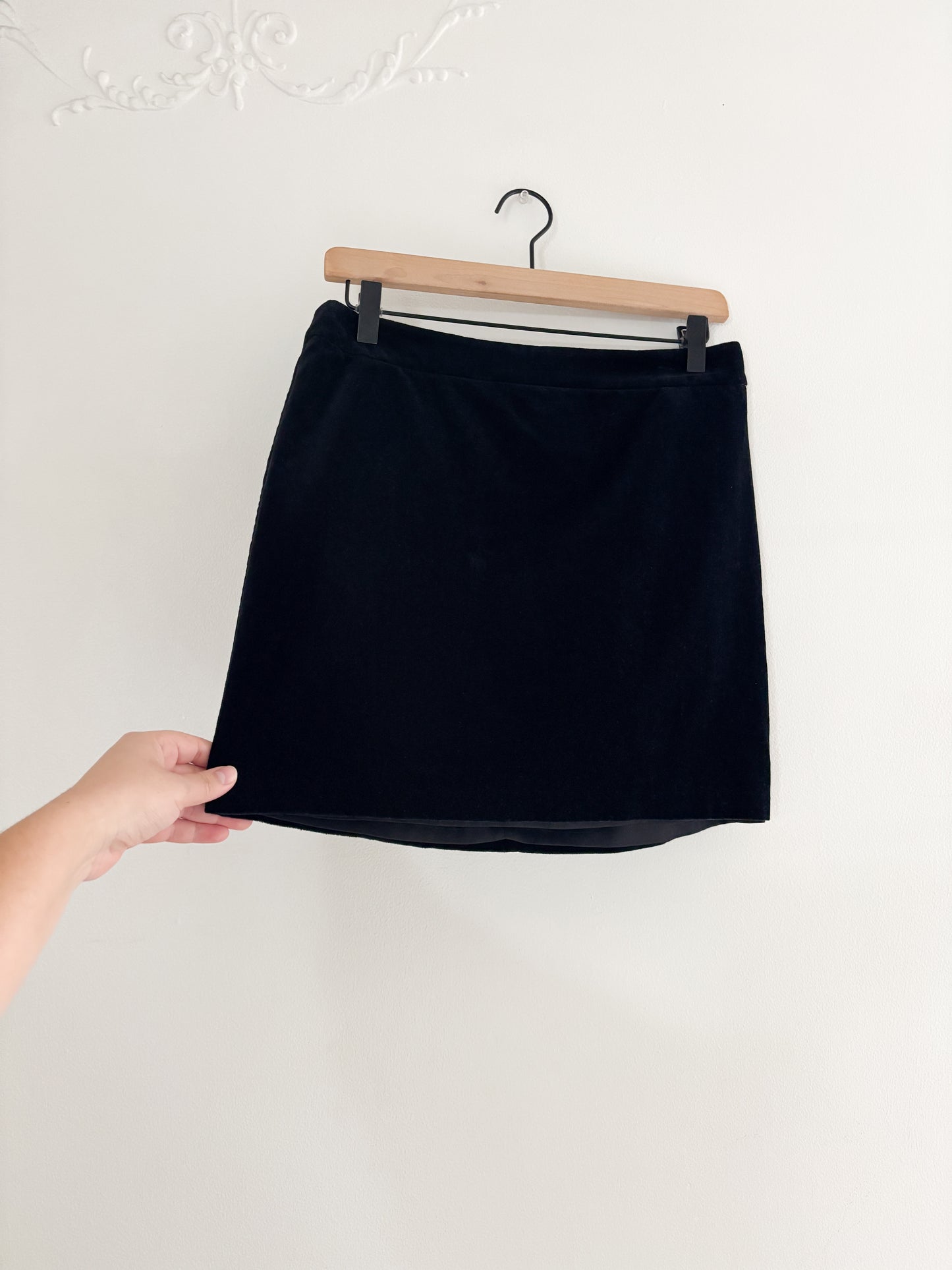 Express Black Velvet Mini Skirt (28”)