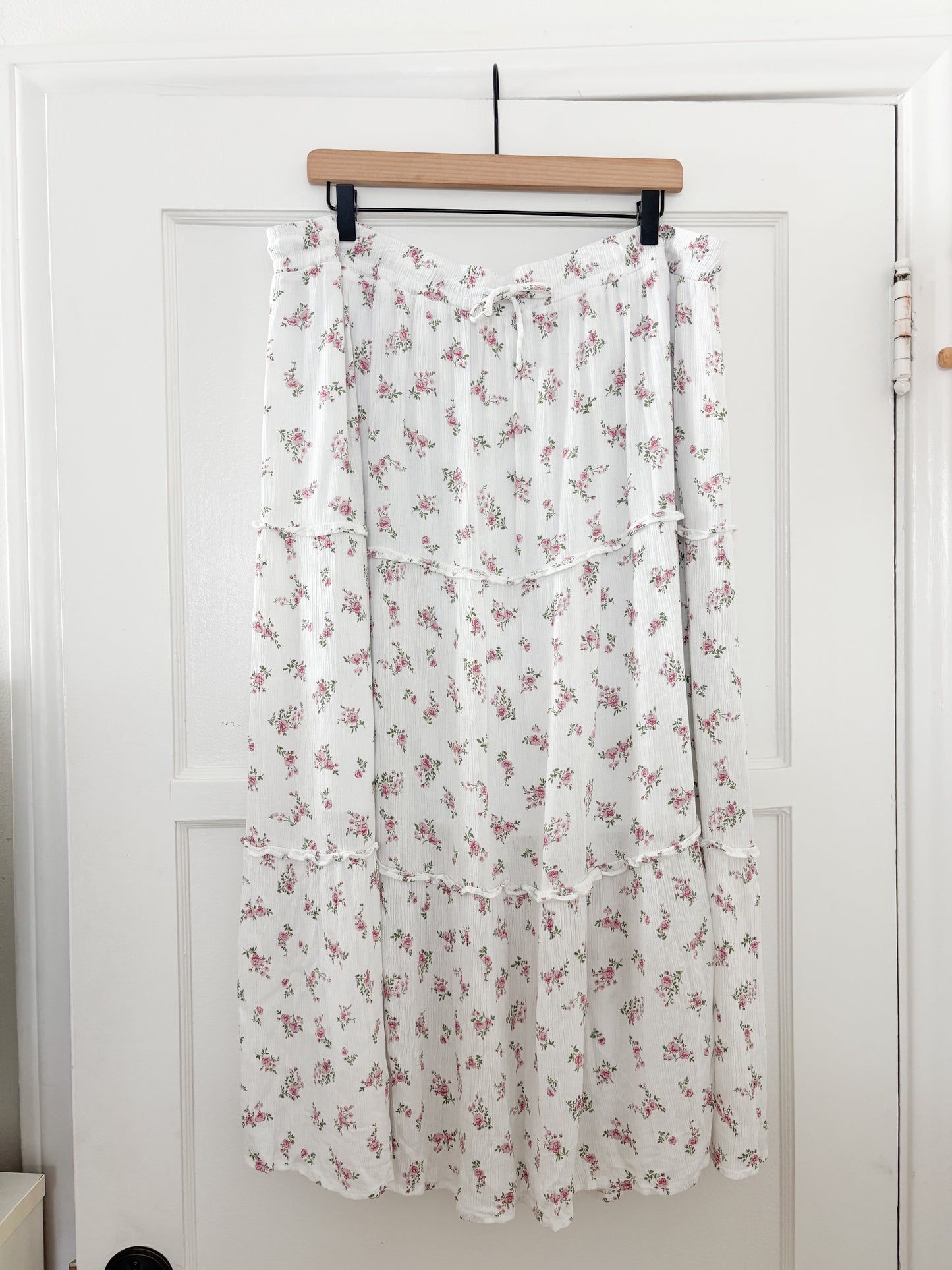 Pink Floral Tiered Skirt