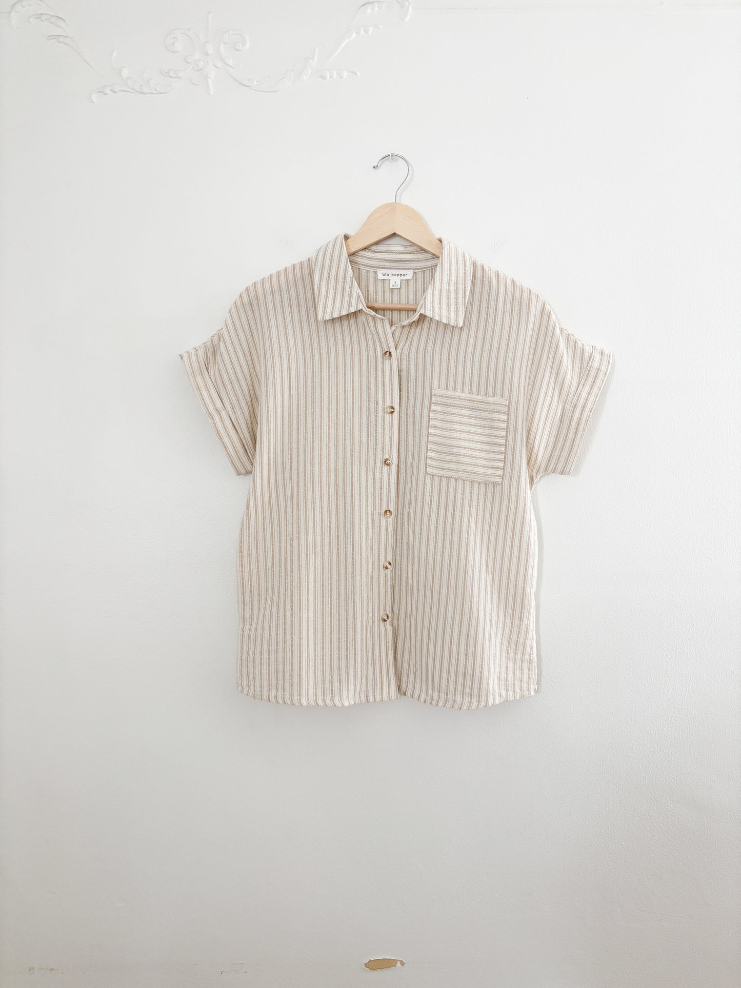 Blu Pepper Striped Button Up (S)