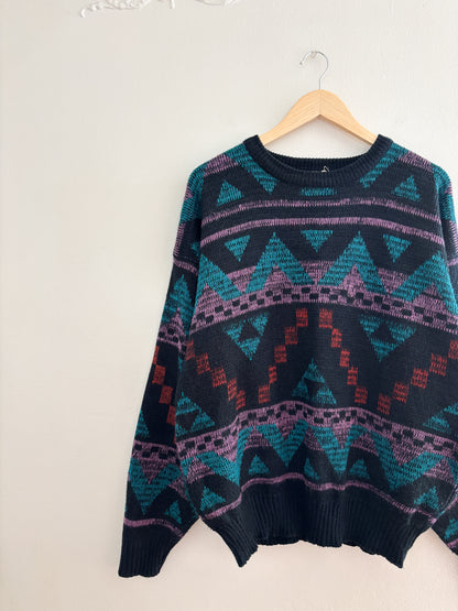 Vintage Patterned Sweater (XL)