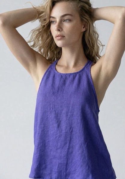 Maeve White Linen Tank Top (S)