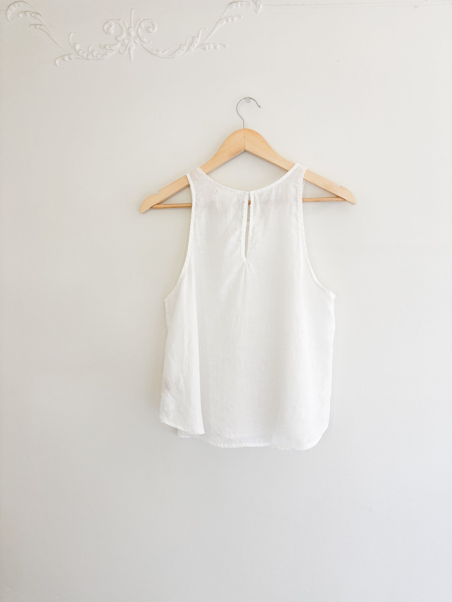Maeve White Linen Tank Top (S)