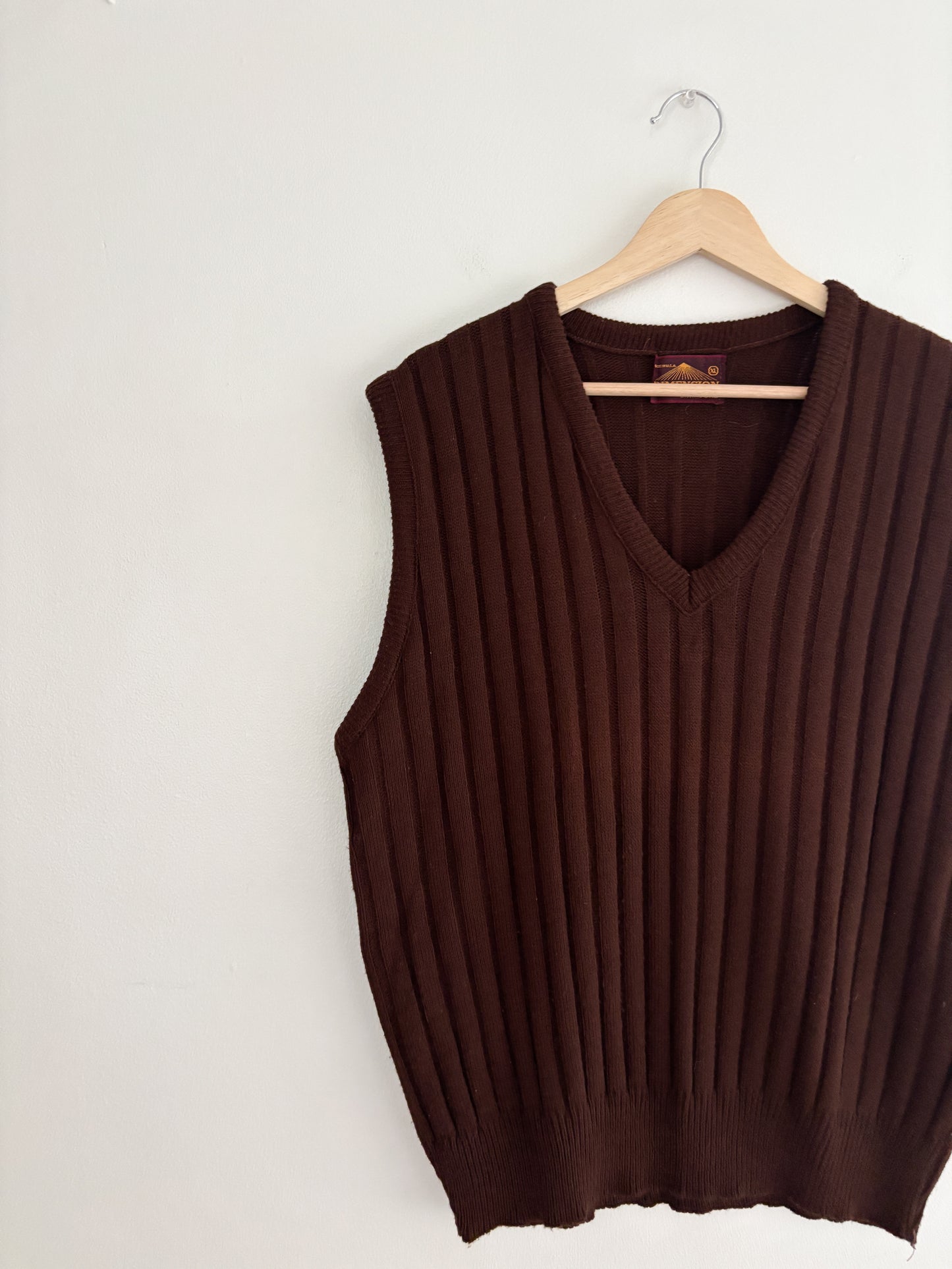 Vintage Brown Ribbed Sweater Vest (XL)