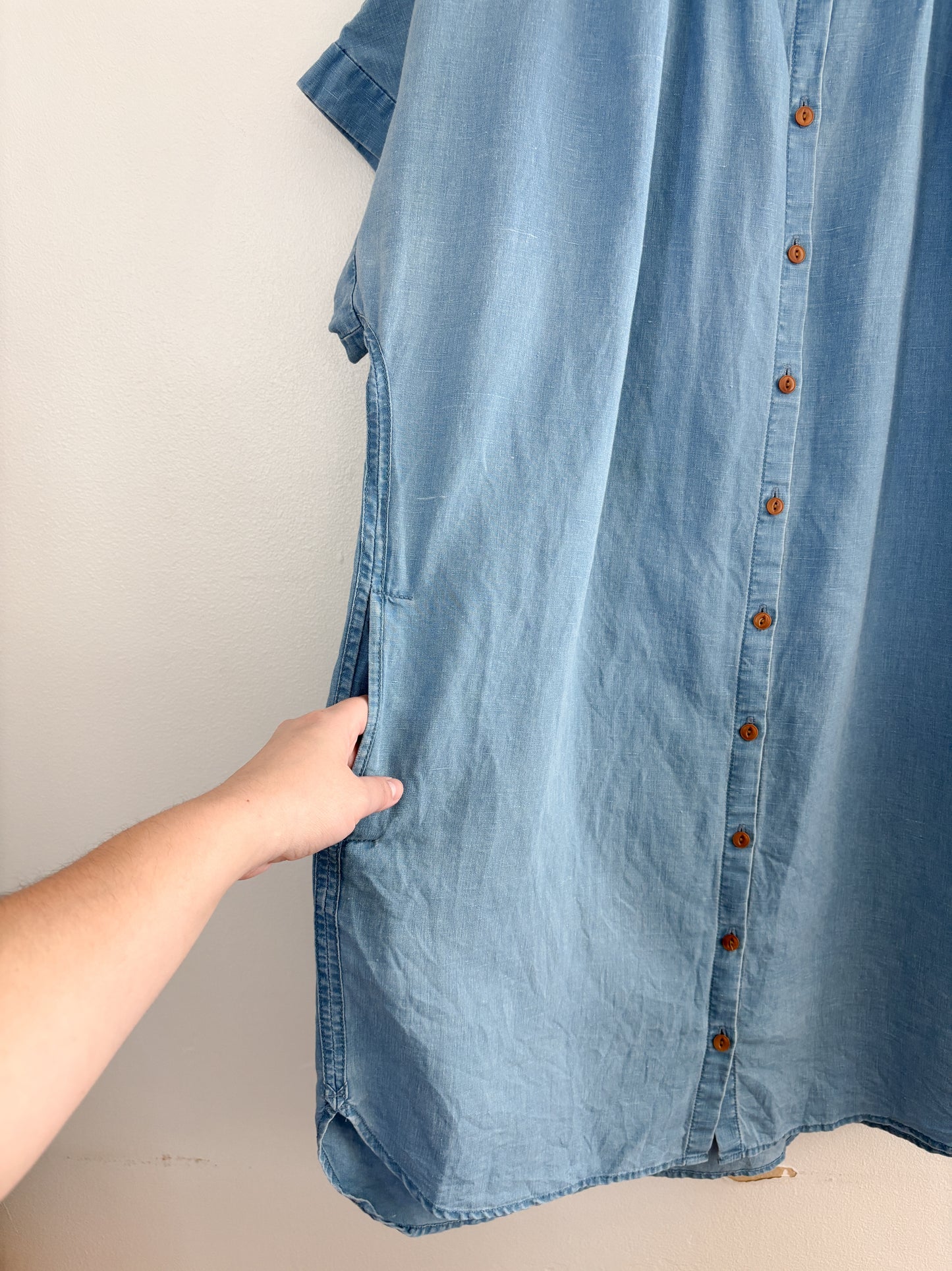 Madewell Linen Blend Button Dress (XL)