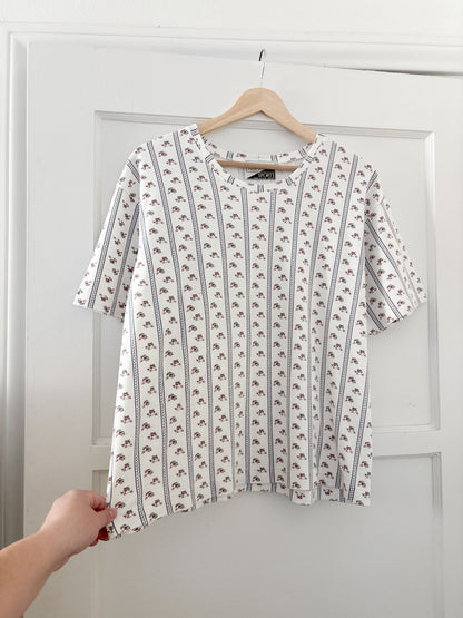 Vintage Striped Floral tee (L/XL)