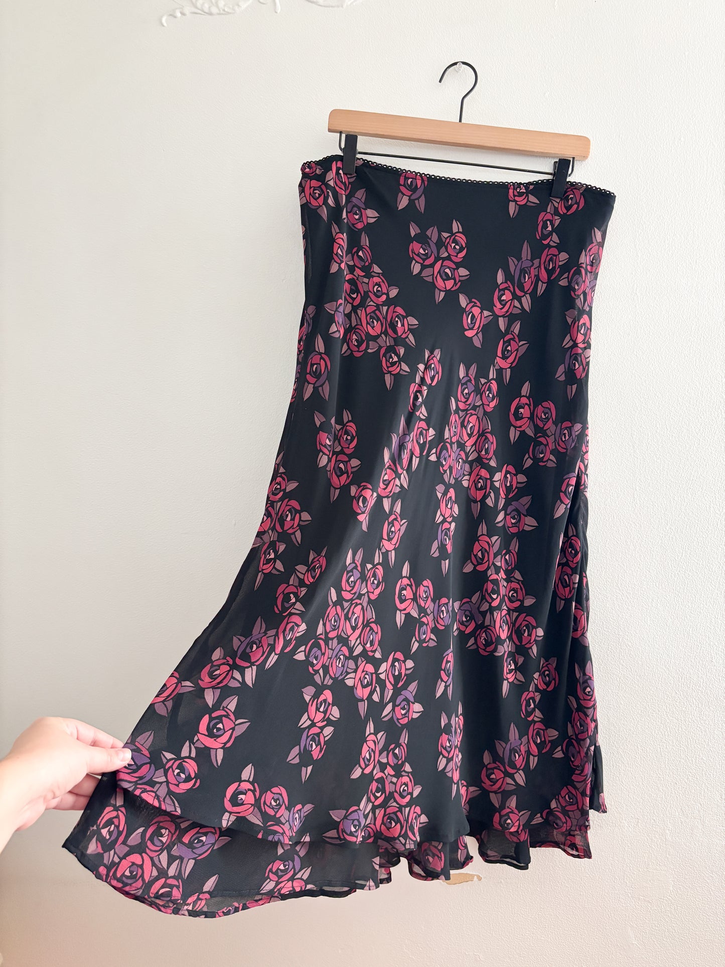 Style & Co Black Floral Maxi Skirt