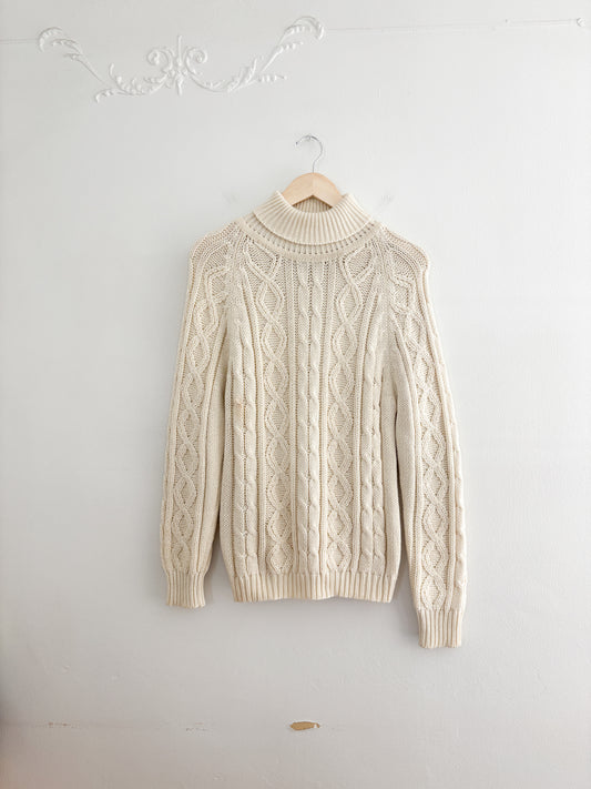 Vintage Cable Knit Turtleneck Sweater (M)