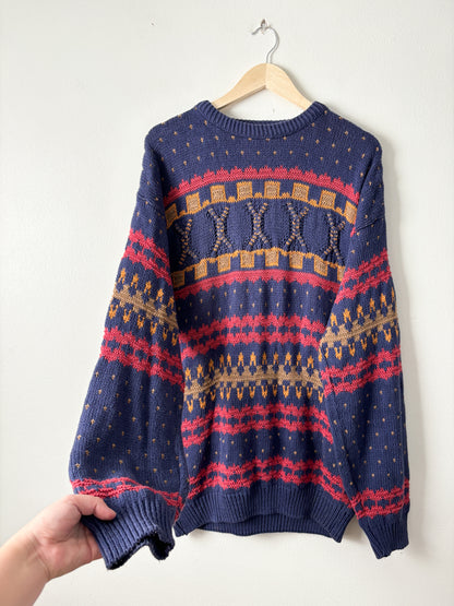 Vintage Patterned Knit Sweater