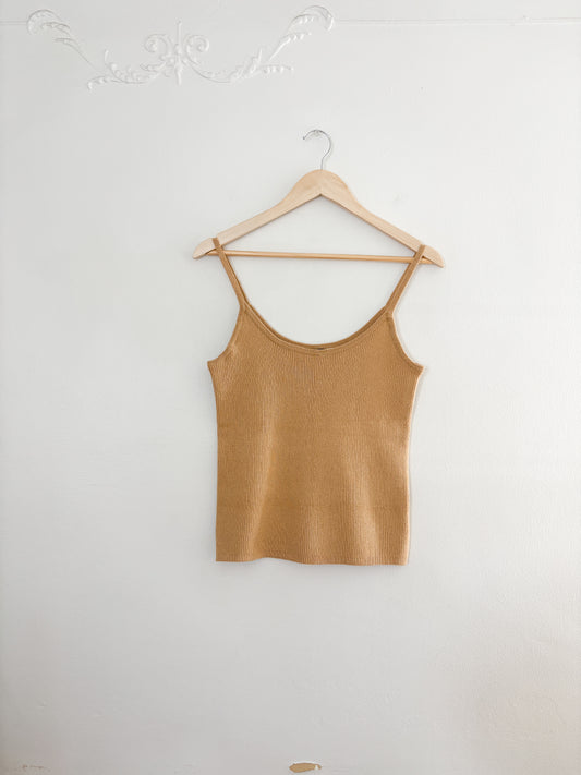 Mustard Yellow Ribbed Knit Tank Top (L)