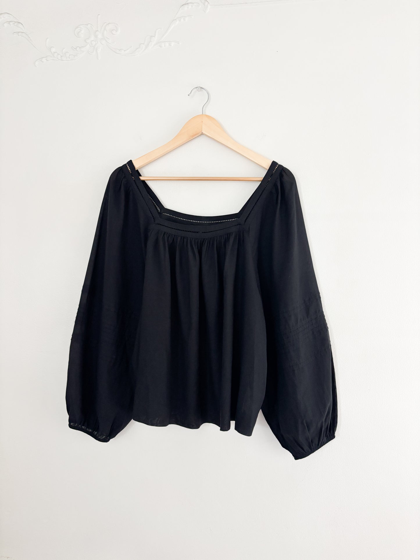 Madewell Black Square Neck Blouse (XL)