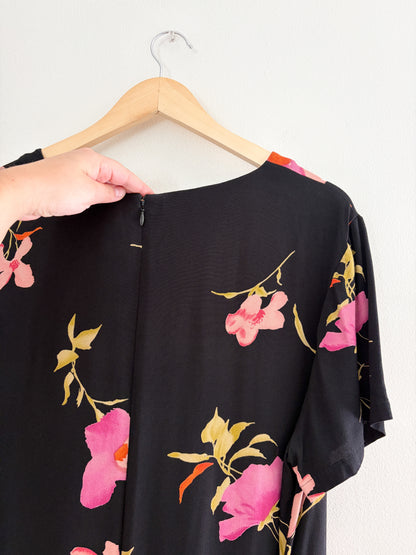 Vintage Black Floral Tie Dress (16)
