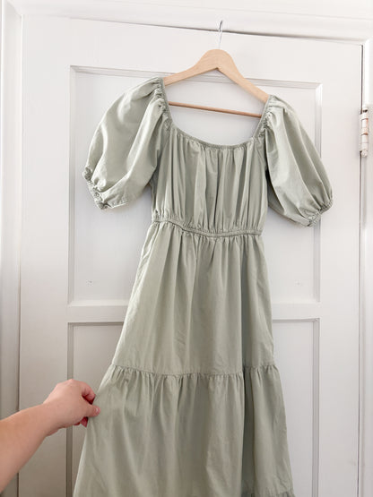 Sage Puff Sleeve Dress (S)
