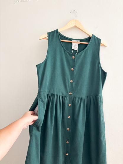 Vintage Green Button Down Dress (S)