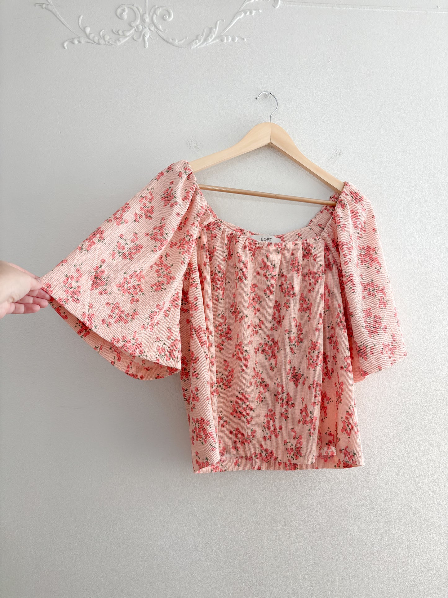 NWT Loft Pink Floral Blouse (L)