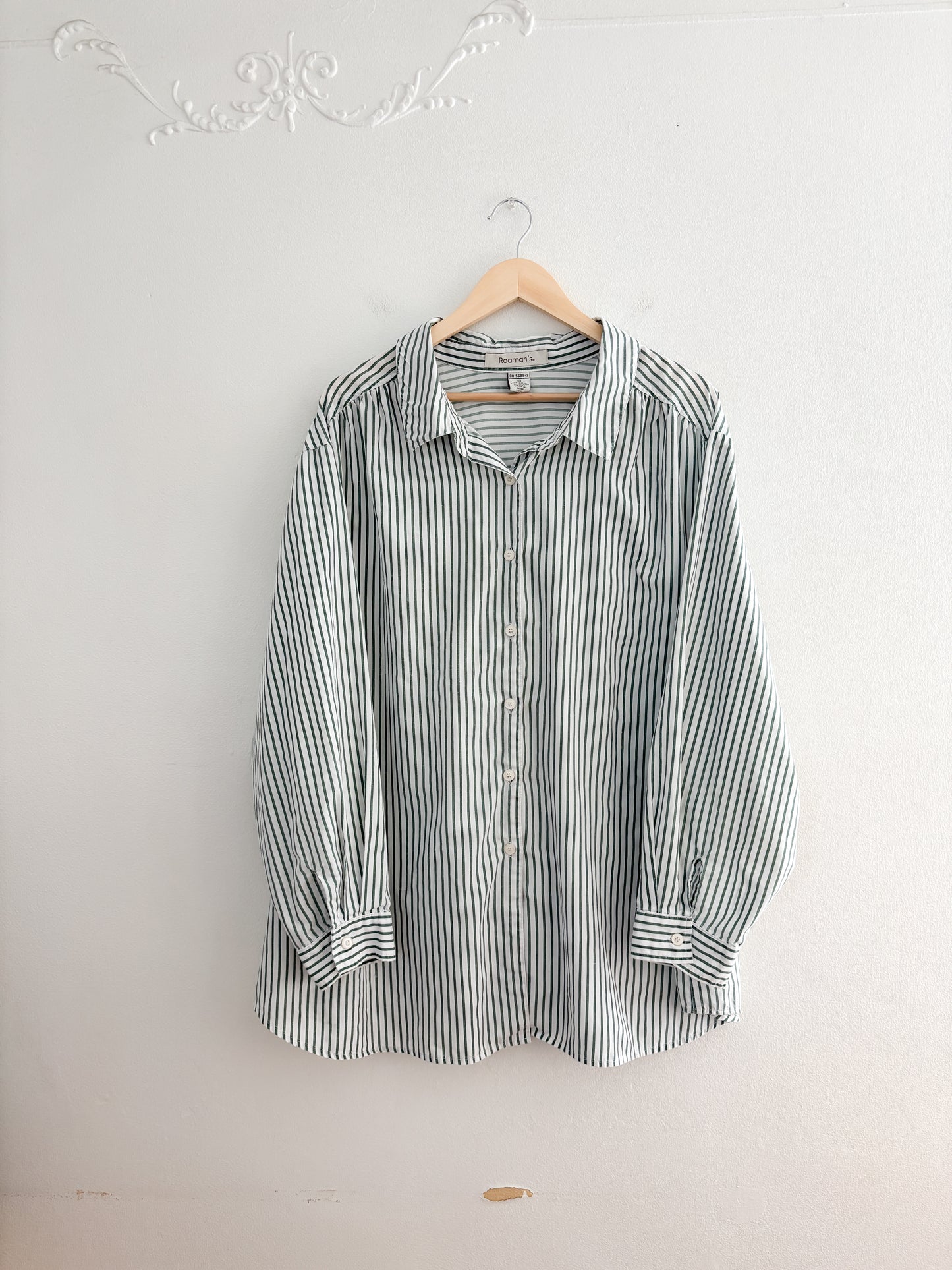 Green Striped Button Up