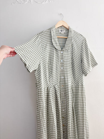 Vintage Sage Gingham Dress (14W)