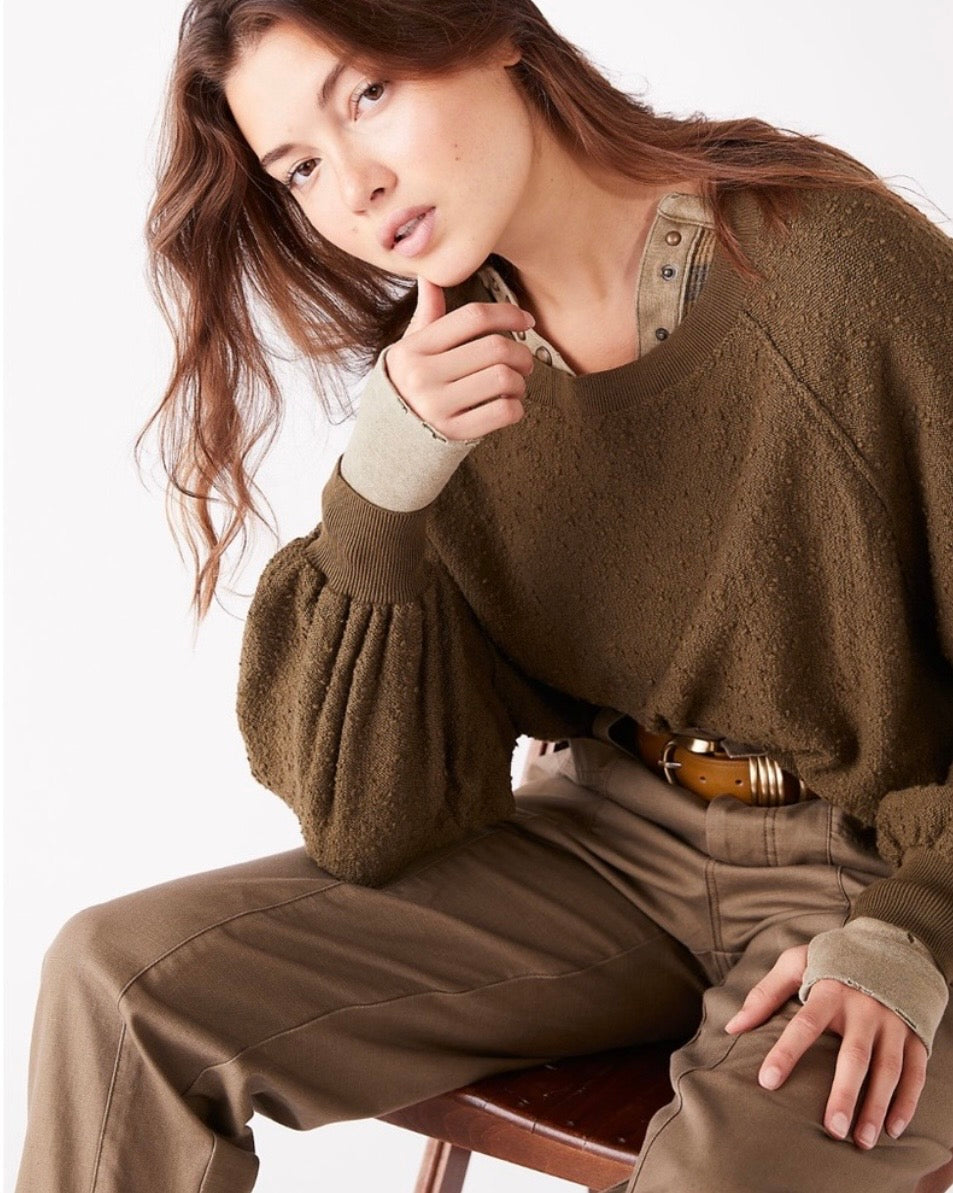 Free People Bubble Sleeve Sweater