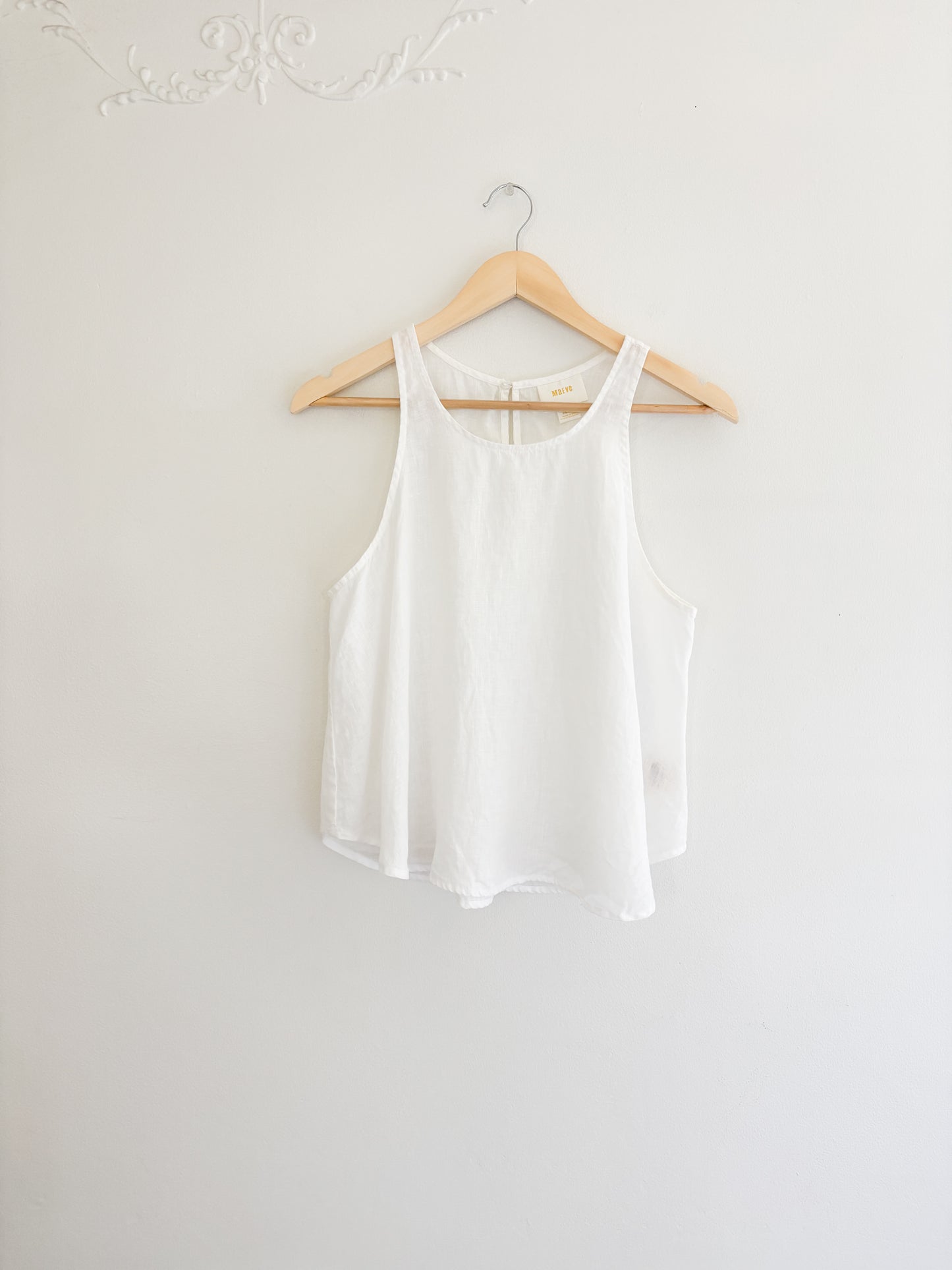 Maeve White Linen Tank Top (S)