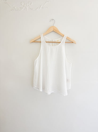 Maeve White Linen Tank Top (S)