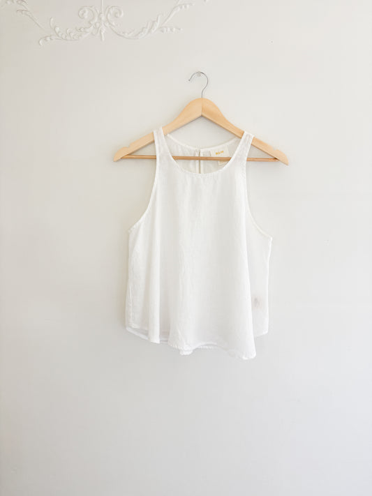 Maeve White Linen Tank Top (S)