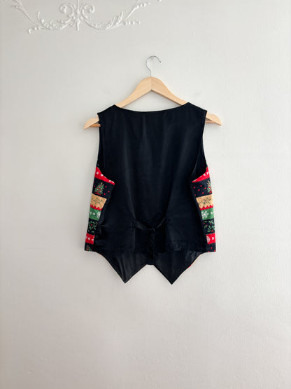 Vintage Christmas Striped Vest (M)