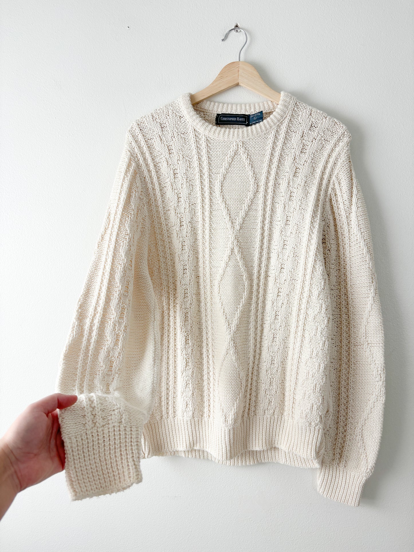 Vintage Cream Cableknit Sweater