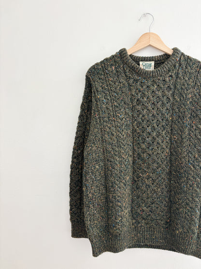 Vintage Green Speckled Fisherman Sweater (S)