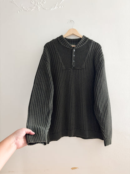 Eddie Bauer Forest Green Henley Sweater (XL)