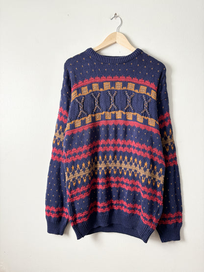 Vintage Patterned Knit Sweater