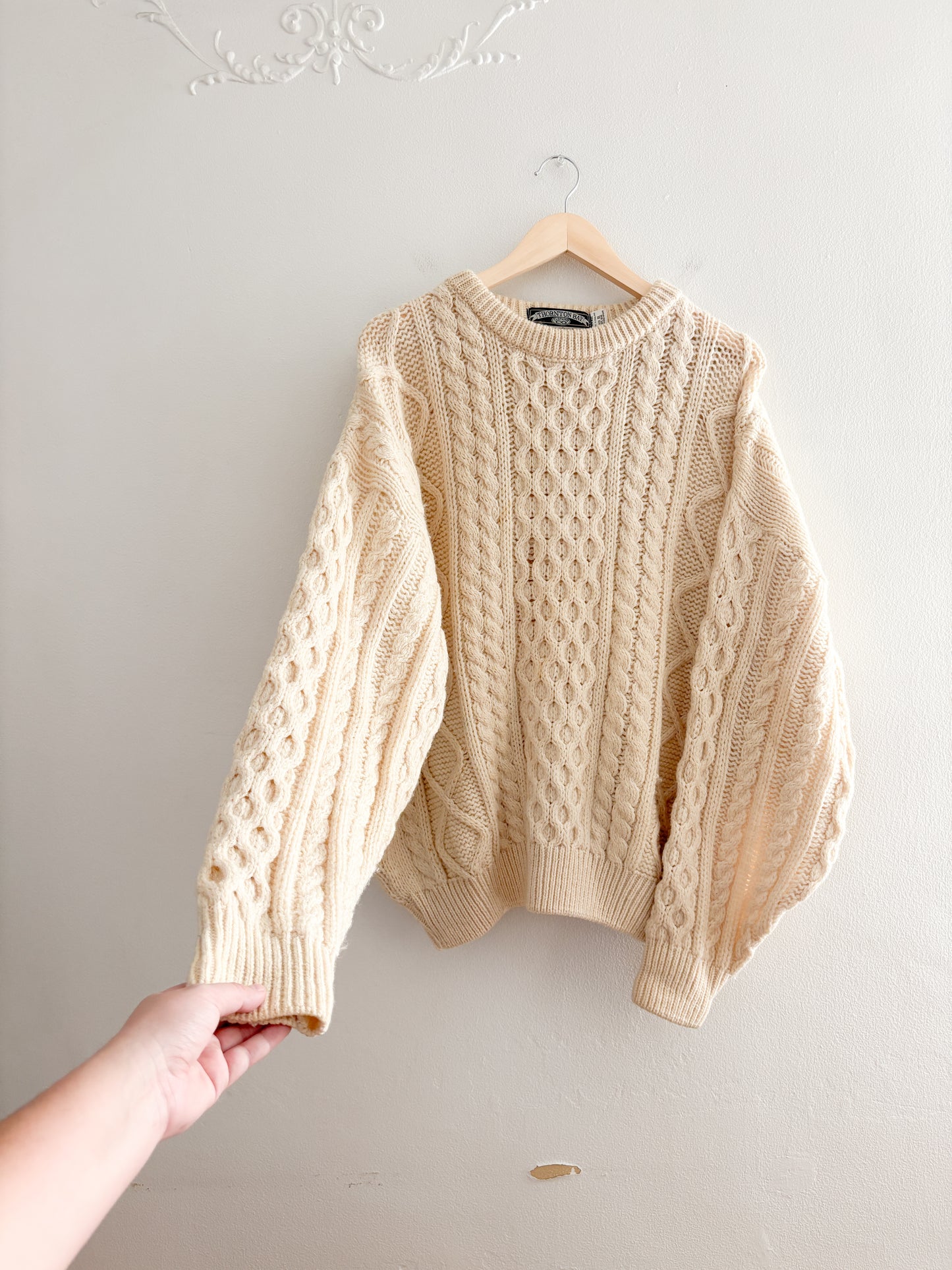 Vintage Cableknit Wool Sweater (XL)