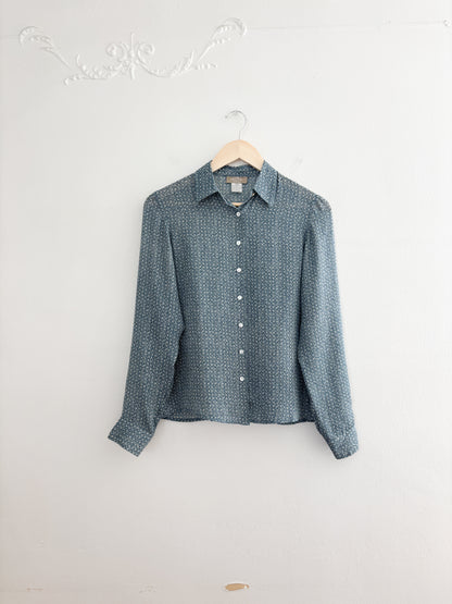 Vintage floral Silk button up (XS)