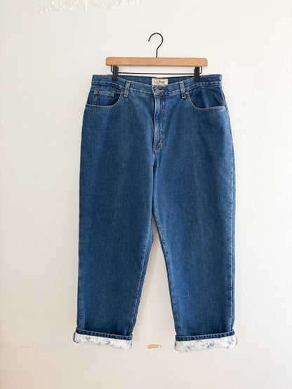 Vintage LL Bean Floral Lined Jeans (35/36”)