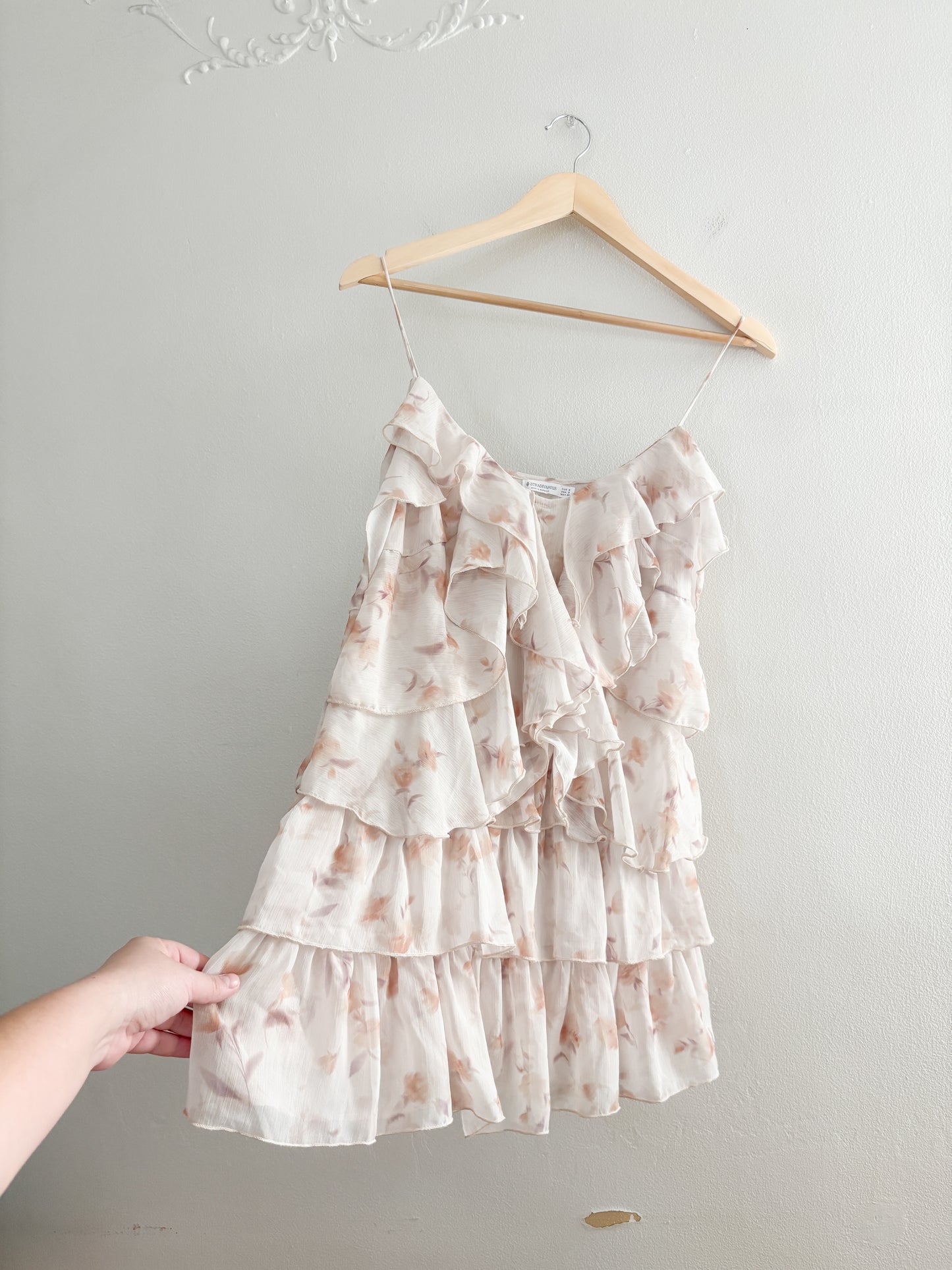 Floral Ruffle Mini Dress/Tunic (S)