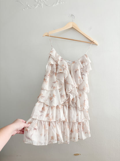 Floral Ruffle Mini Dress/Tunic (S)